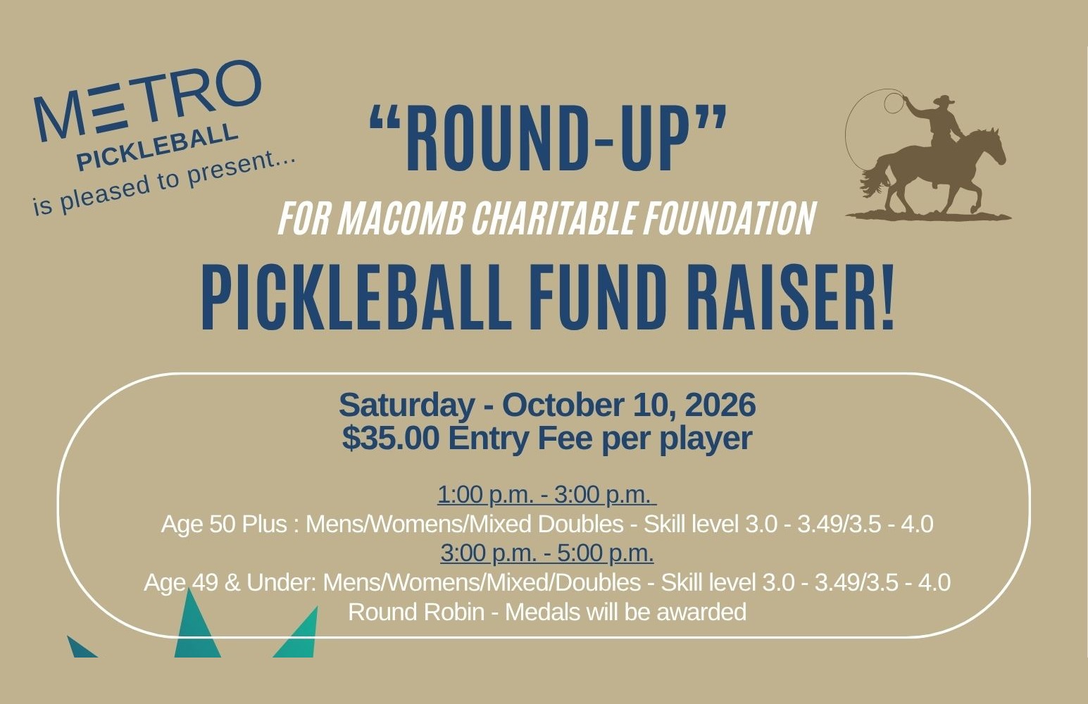 Round-Up Pickleball Fund Raiser for Macomb Charitable Foundation, Saturday October 10, 2026